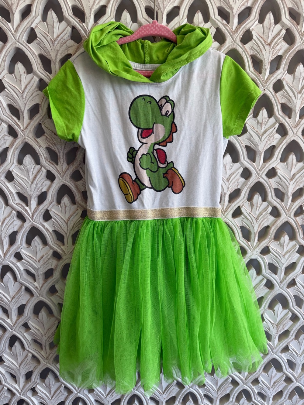 Super Mario Yoshi Tutu Hooded Dress Girls Size S